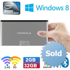 VENSMILE® iPC002 Intel Mini PC Compute Стик Atom BayTrail CR Z3735F Четырехъядерный процессор (4C / 4T) OS SoC Поддержка ЦП Windows Pocket Mini компьютер с памятью 2G EMMC 32G Bluetooth 4.0 Встроенная батарея 2.4G / 5G Dual Band WiFi