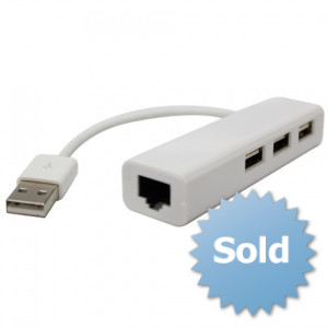 USB 2.0 to RJ45 Ethernet high speed adapter & 3 ports hub for Android mini PC/Windows PC